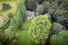 Aerial view of The Lodge, self-catering accommodation in South West Scotland