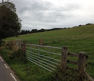 The gate for the start of the walk to Ravens Craig