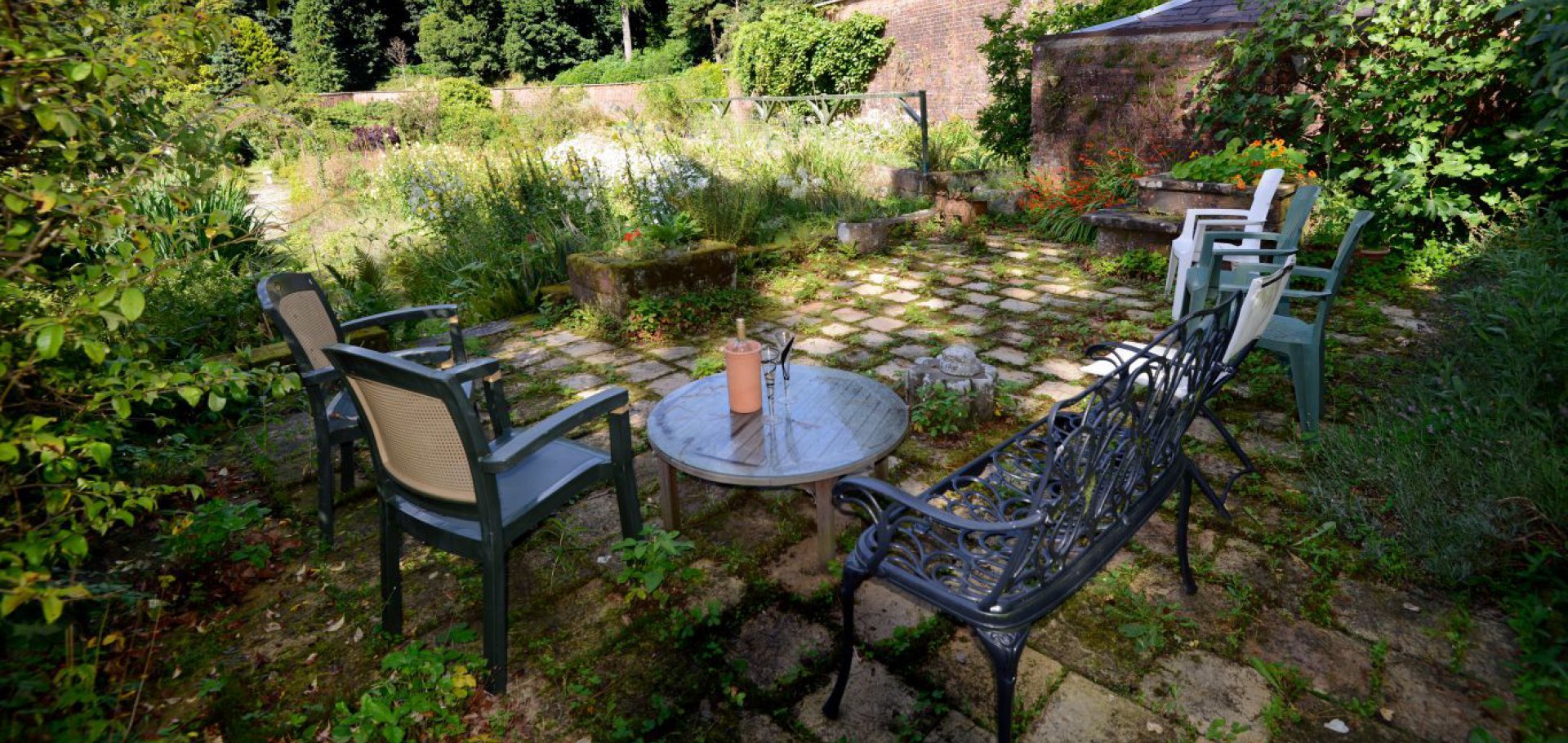 sundowners on terrace walled garden kirkennan