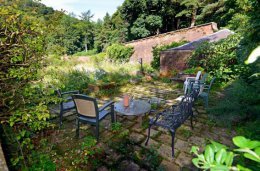 terrace at top of kirkennan walled garden