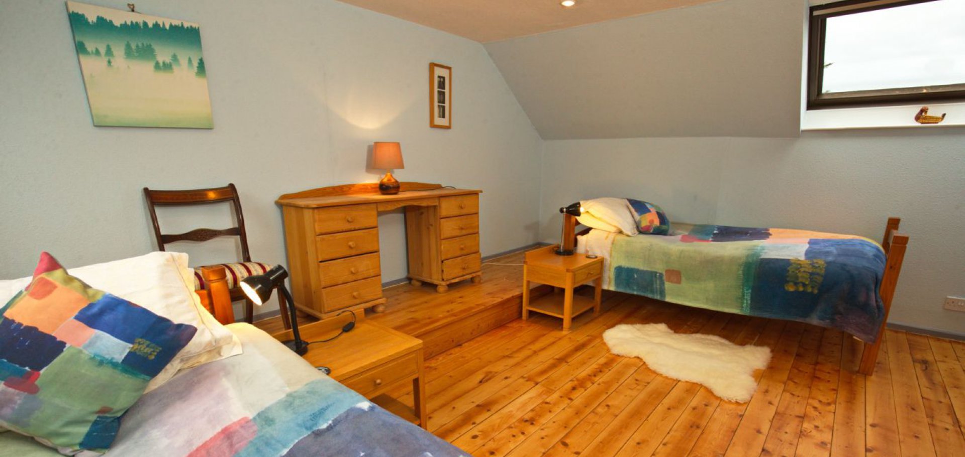 The twin bedroom in The Mews holiday cottage near Castle Douglas