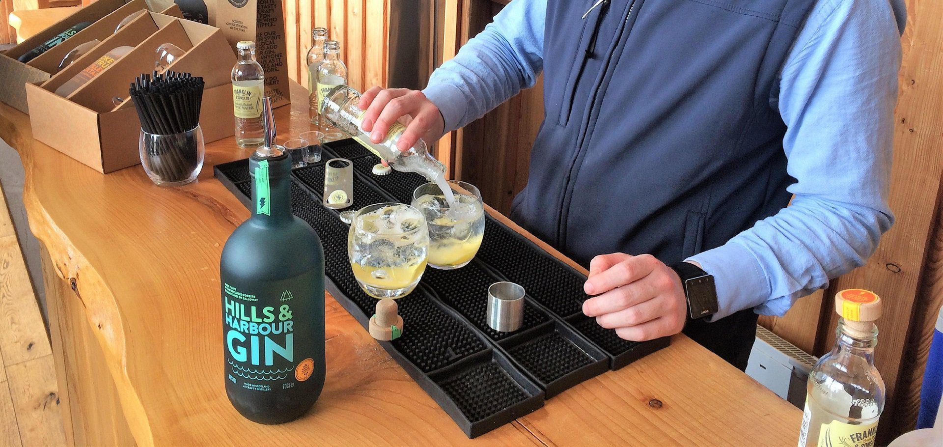A gin and tonic being prepared at Crafty Distillery